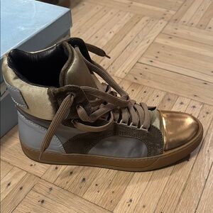 Designer High-Top Sneakers - Gold and Brown